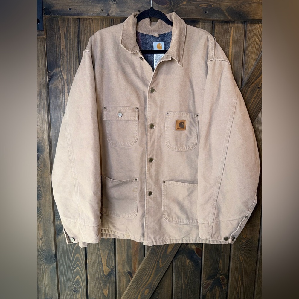 Vintage Carhartt Chore Barn Work Coat Jacket Duck Blanket Lined